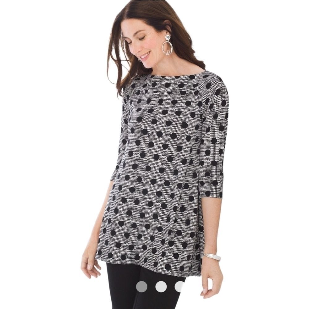 Chico's Polka Dot-Print Portrait Top size 0 (Small)